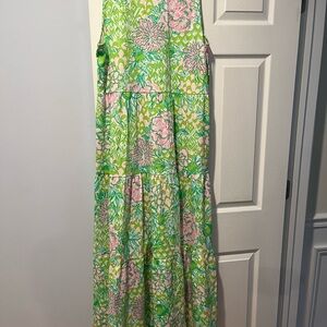 Lilly Pulitzer Sydnee Green and Pink Floral Maxi Dress